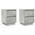 vidaXL Noptiere cu lumini LED 2 buc Beton Gri 38x34x50 cm