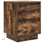 vidaXL Noptiera cu lumini LED Stejar afumat 38x34x50 cm vidaXL Noptiera cu lumini LED Stejar afumat 38x34x50 cm