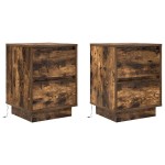 vidaXL Noptiere cu lumini LED 2 buc Stejar afumat 38x34x50 cm vidaXL Noptiere cu lumini LED 2 buc Stejar afumat 38x34x50 cm