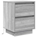 vidaXL Noptiera cu lumini LED Gri Sonoma 38x34x50 cm vidaXL Noptiera cu lumini LED Gri Sonoma 38x34x50 cm