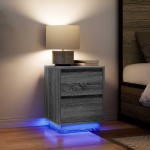 vidaXL Noptiera cu lumini LED Gri Sonoma 38x34x50 cm vidaXL Noptiera cu lumini LED Gri Sonoma 38x34x50 cm