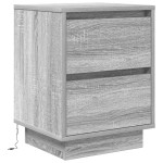 vidaXL Noptiere cu lumini LED 2 buc Gri Sonoma 38x34x50 cm