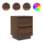vidaXL Noptiera cu lumini LED Stejar maro 38x34x50 cm vidaXL Noptiera cu lumini LED Stejar maro 38x34x50 cm