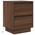 vidaXL Noptiera cu lumini LED Stejar maro 38x34x50 cm vidaXL Noptiera cu lumini LED Stejar maro 38x34x50 cm