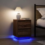 vidaXL Noptiera cu lumini LED Stejar maro 38x34x50 cm vidaXL Noptiera cu lumini LED Stejar maro 38x34x50 cm