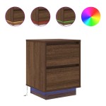 vidaXL Noptiere cu lumini LED 2 buc Stejar maro 38x34x50 cm vidaXL Noptiere cu lumini LED 2 buc Stejar maro 38x34x50 cm