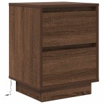 vidaXL Noptiere cu lumini LED 2 buc Stejar maro 38x34x50 cm vidaXL Noptiere cu lumini LED 2 buc Stejar maro 38x34x50 cm