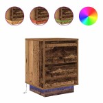 vidaXL Noptiera cu lumini LED Lemn vechi 38x34x50 cm vidaXL Noptiera cu lumini LED Lemn vechi 38x34x50 cm
