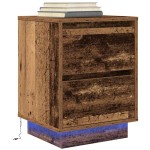 vidaXL Noptiera cu lumini LED Lemn vechi 38x34x50 cm vidaXL Noptiera cu lumini LED Lemn vechi 38x34x50 cm