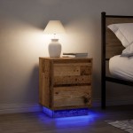 vidaXL Noptiera cu lumini LED Lemn vechi 38x34x50 cm vidaXL Noptiera cu lumini LED Lemn vechi 38x34x50 cm