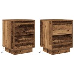 vidaXL Noptiere cu lumini LED 2 buc Lemn vechi 38x34x50 cm vidaXL Noptiere cu lumini LED 2 buc Lemn vechi 38x34x50 cm