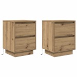 vidaXL Noptiere cu lumini LED 2 buc Stejar Artisan 38x34x50 cm