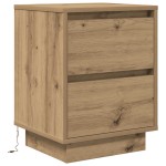 vidaXL Noptiere cu lumini LED 2 buc Stejar Artisan 38x34x50 cm