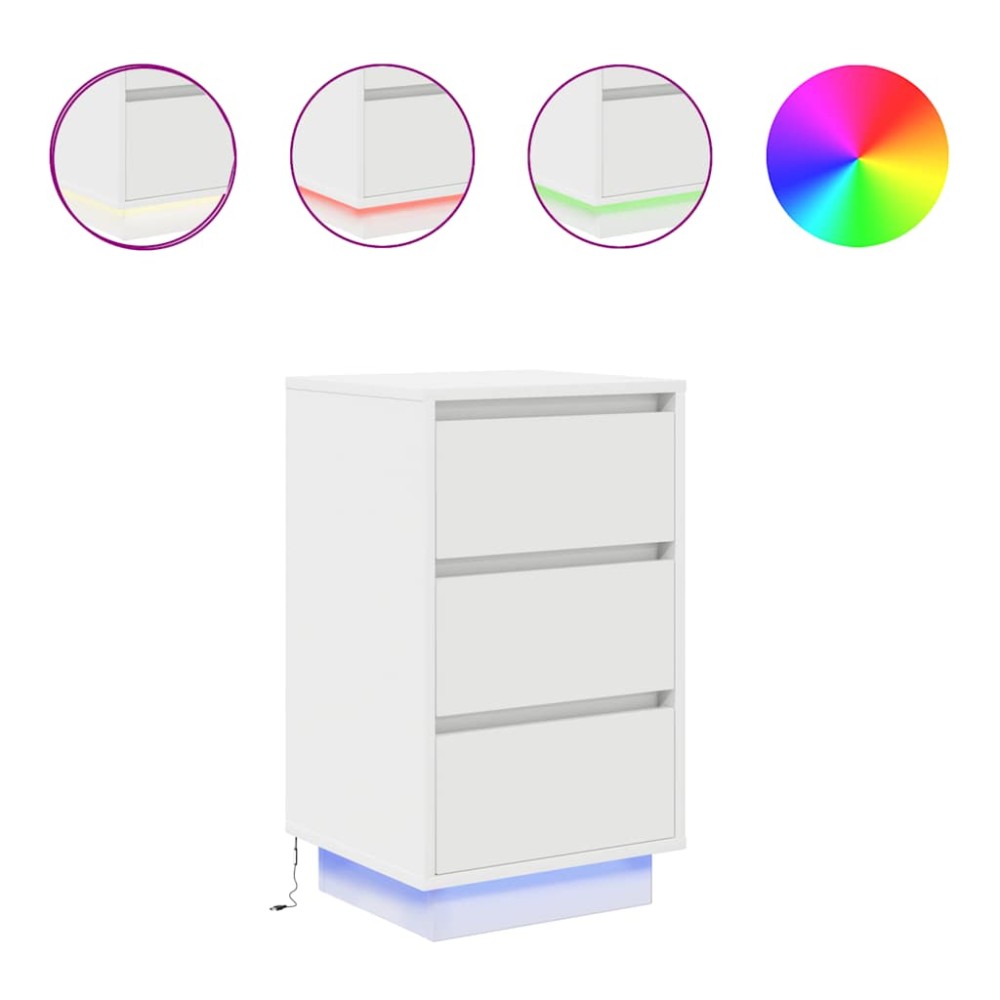 vidaXL Noptiera cu lumini LED alb 38x34x65 cm