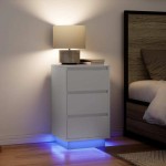 vidaXL Noptiera cu lumini LED alb 38x34x65 cm vidaXL Noptiera cu lumini LED alb 38x34x65 cm