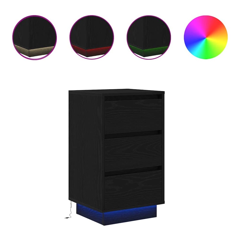 vidaXL Noptiera cu lumini LED Negru 38x34x65 cm