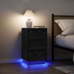 vidaXL Noptiera cu lumini LED Negru 38x34x65 cm vidaXL Noptiera cu lumini LED Negru 38x34x65 cm