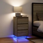 vidaXL Noptiera cu lumini LED Stejar Sonoma 38x34x65 cm vidaXL Noptiera cu lumini LED Stejar Sonoma 38x34x65 cm
