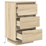 vidaXL Noptiera cu lumini LED Stejar Sonoma 38x34x65 cm vidaXL Noptiera cu lumini LED Stejar Sonoma 38x34x65 cm