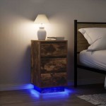 vidaXL Noptiera cu lumini LED Stejar afumat 38x34x65 cm vidaXL Noptiera cu lumini LED Stejar afumat 38x34x65 cm