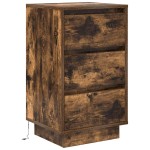 vidaXL Noptiera cu lumini LED Stejar afumat 38x34x65 cm vidaXL Noptiera cu lumini LED Stejar afumat 38x34x65 cm
