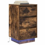 vidaXL Noptiera cu lumini LED Stejar afumat 38x34x65 cm vidaXL Noptiera cu lumini LED Stejar afumat 38x34x65 cm