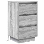 vidaXL Noptiera cu lumini LED Gri Sonoma 38x34x65 cm vidaXL Noptiera cu lumini LED Gri Sonoma 38x34x65 cm