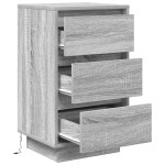vidaXL Noptiera cu lumini LED Gri Sonoma 38x34x65 cm vidaXL Noptiera cu lumini LED Gri Sonoma 38x34x65 cm