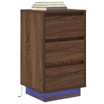vidaXL Noptiera cu lumini LED Stejar maro 38x34x65 cm vidaXL Noptiera cu lumini LED Stejar maro 38x34x65 cm