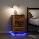 vidaXL Noptiera cu lumini LED Lemn vechi 38x34x65 cm vidaXL Noptiera cu lumini LED Lemn vechi 38x34x65 cm