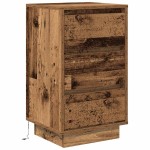 vidaXL Noptiera cu lumini LED Lemn vechi 38x34x65 cm vidaXL Noptiera cu lumini LED Lemn vechi 38x34x65 cm