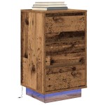 vidaXL Noptiera cu lumini LED Lemn vechi 38x34x65 cm vidaXL Noptiera cu lumini LED Lemn vechi 38x34x65 cm