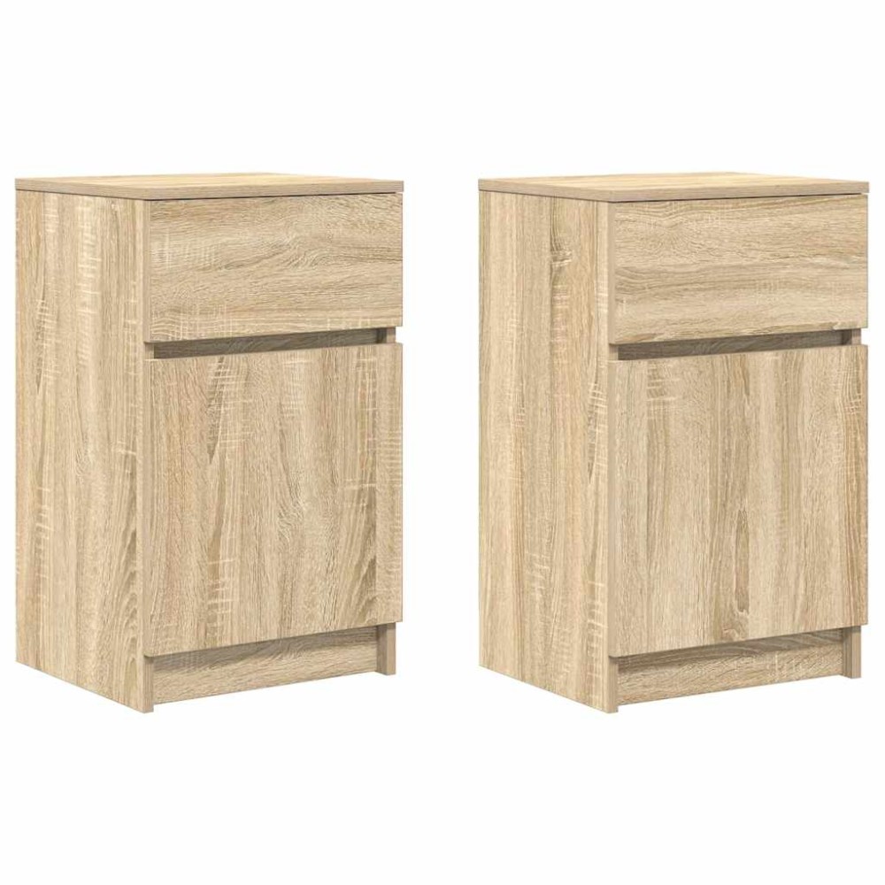 vidaXL Noptiere, 2 buc., stejar sonoma, 39x35x65 cm, lemn compozit