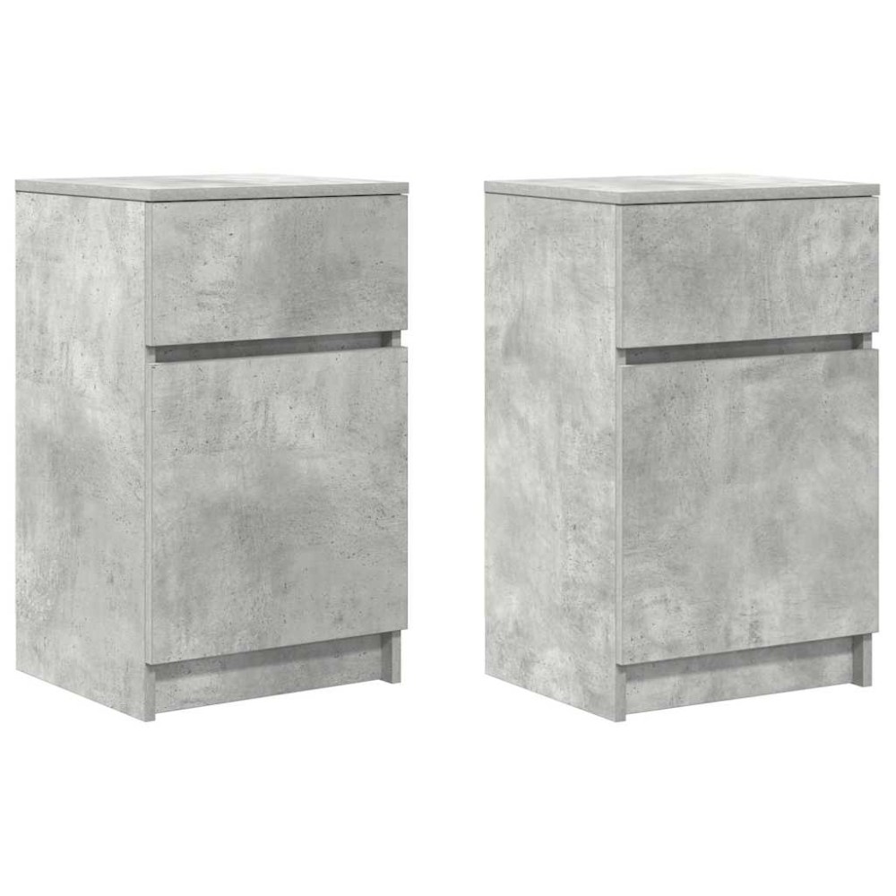 vidaXL Noptiere, 2 buc., gri beton, 39x35x65 cm, lemn prelucrat