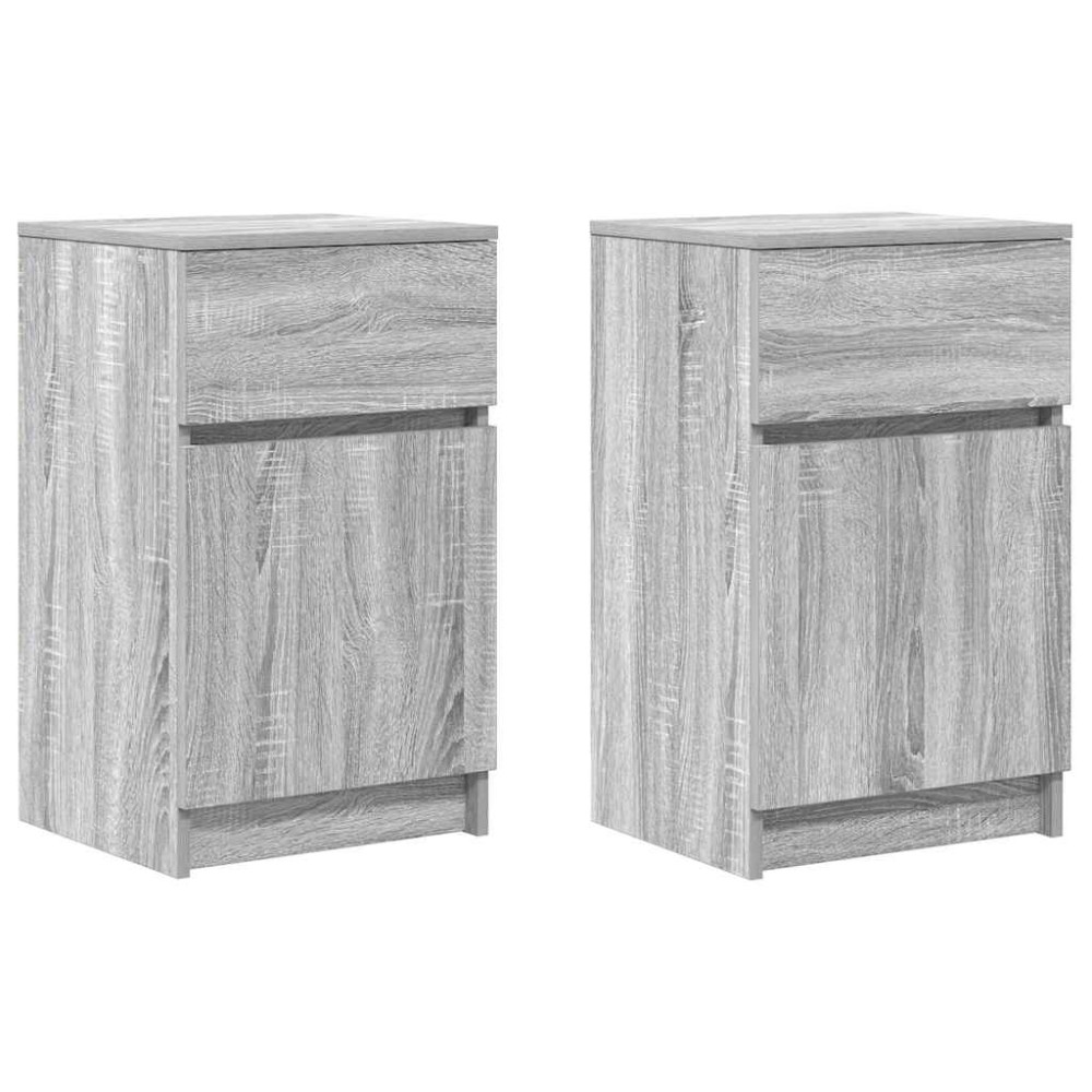 vidaXL Noptiere, 2 buc., gri sonoma, 39x35x65 cm, lemn compozit