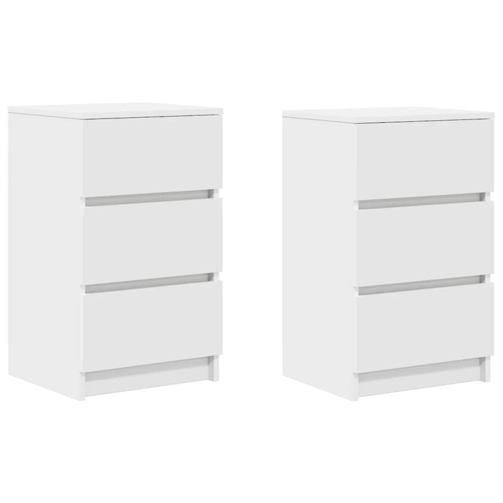 vidaXL Noptiere cu 3 sertare 2 buc Alb 39x35x65 cm