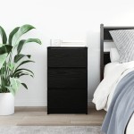 vidaXL Noptiera cu 3 sertare Negru 39x35x65 cm vidaXL Noptiera cu 3 sertare Negru 39x35x65 cm