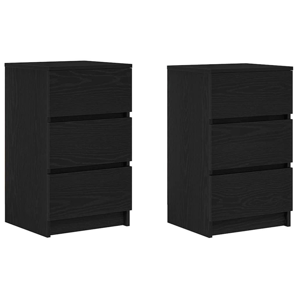 vidaXL Noptiere cu 3 sertare 2 buc Negru 39x35x65 cm