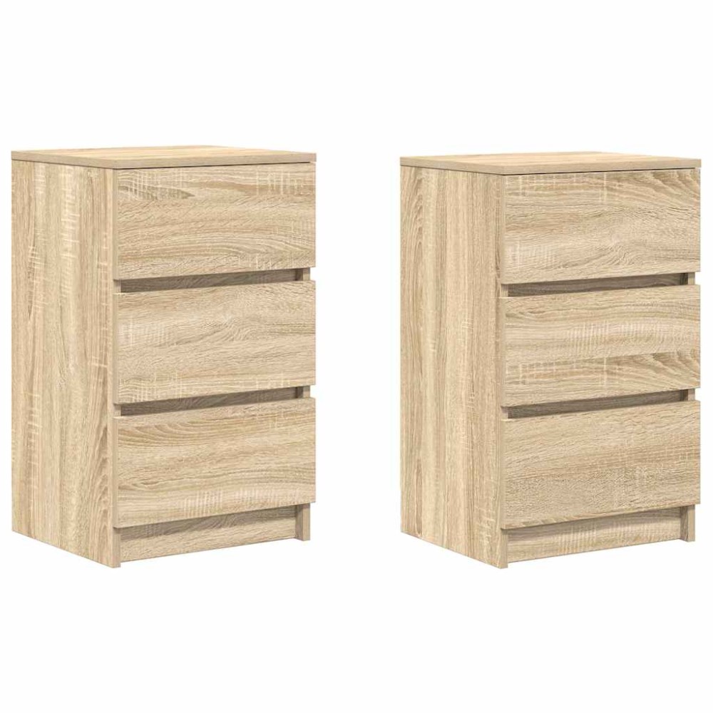 vidaXL Noptiere cu 3 sertare 2 buc Stejar Sonoma 39x35x65 cm