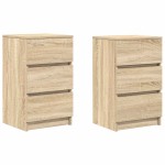 vidaXL Noptiere cu 3 sertare 2 buc Stejar Sonoma 39x35x65 cm