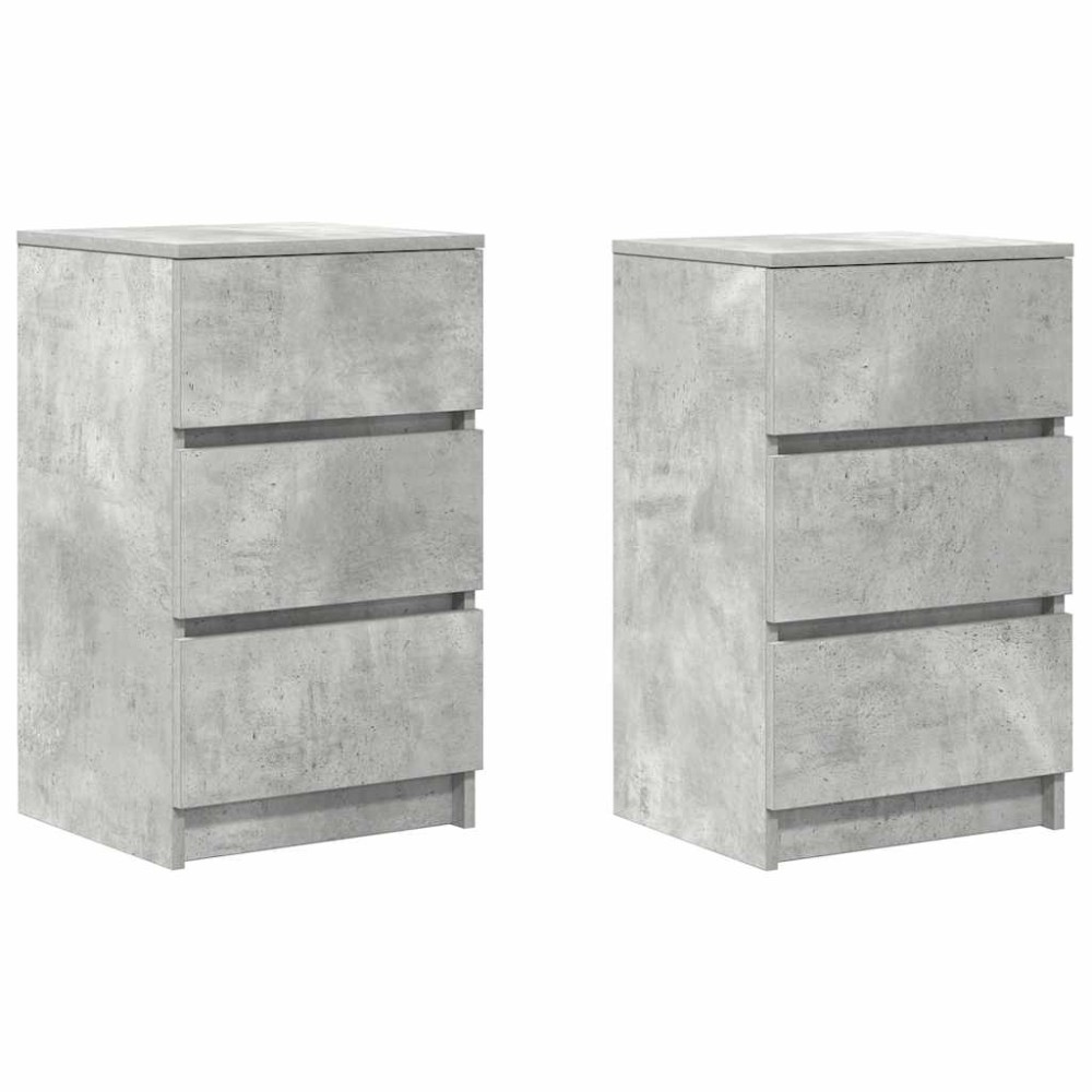 vidaXL Noptiere cu 3 sertare 2 buc Beton Gri 39x35x65 cm