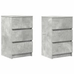 vidaXL Noptiere cu 3 sertare 2 buc Beton Gri 39x35x65 cm