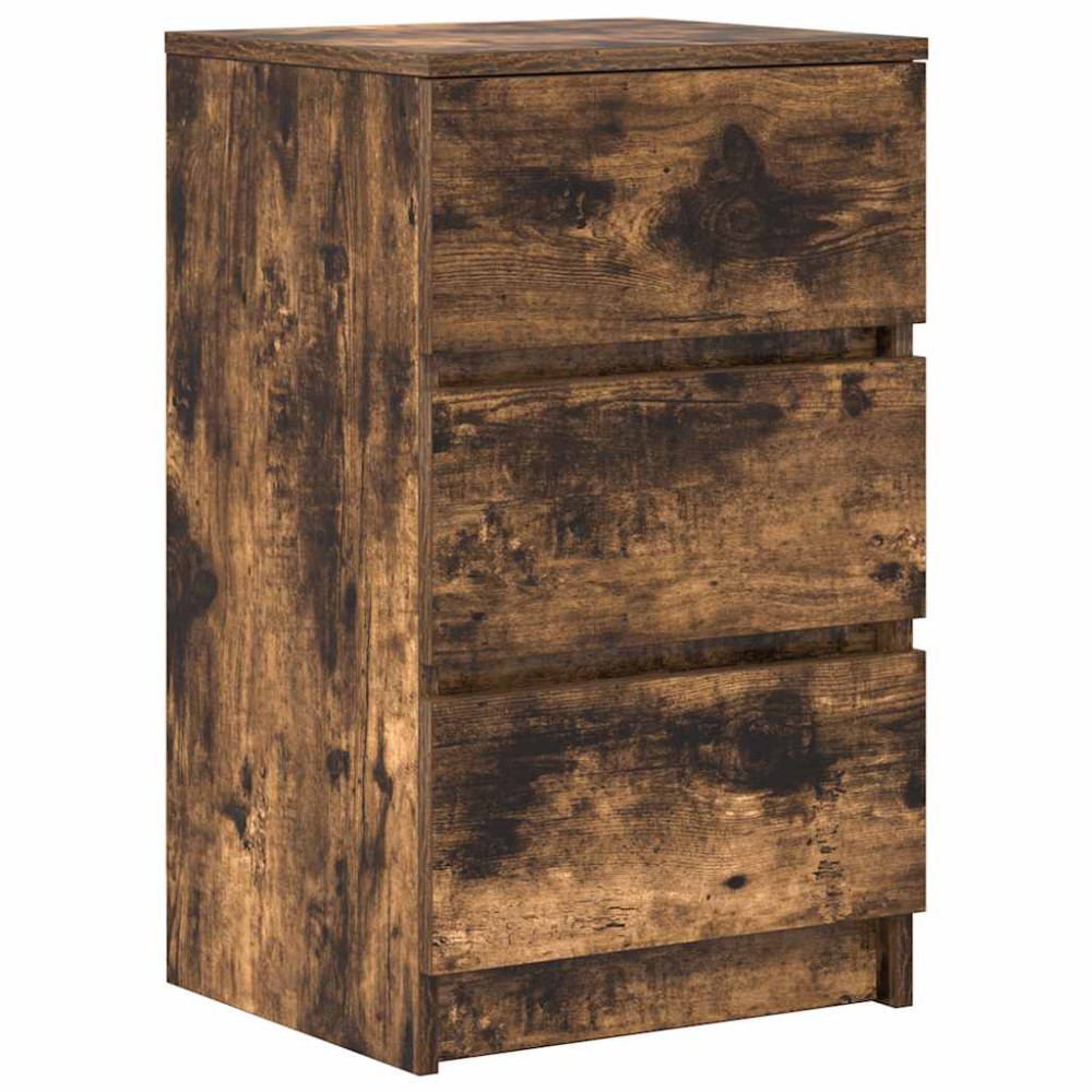 vidaXL Noptiera cu 3 sertare stejar afumat 39x35x65 cm