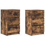 vidaXL Noptiere cu 3 sertare 2 buc Stejar afumat 39x35x65 cm