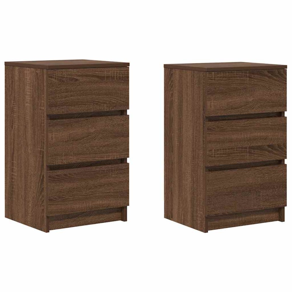 vidaXL Noptiere cu 3 sertare 2 buc Stejar maro 39x35x65 cm