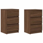 vidaXL Noptiere cu 3 sertare 2 buc Stejar maro 39x35x65 cm