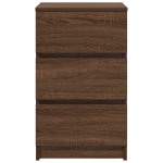vidaXL Noptiere cu 3 sertare 2 buc Stejar maro 39x35x65 cm