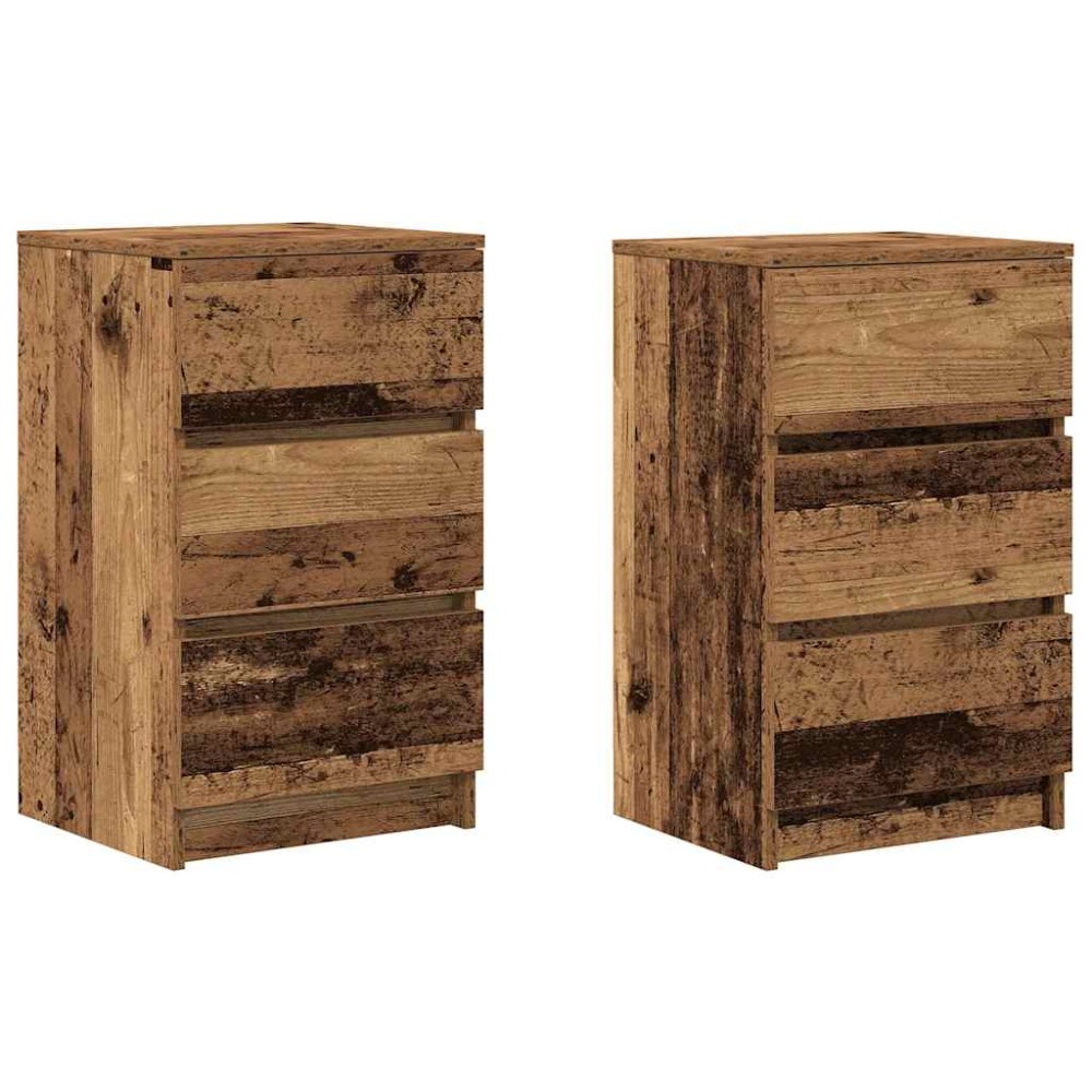vidaXL Noptiere cu 3 sertare 2 buc Lemn vechi 39x35x65 cm