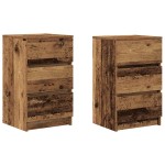 vidaXL Noptiere cu 3 sertare 2 buc Lemn vechi 39x35x65 cm