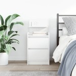 vidaXL Noptiera cu 2 sertare alb 38x34x80 cm vidaXL Noptiera cu 2 sertare alb 38x34x80 cm